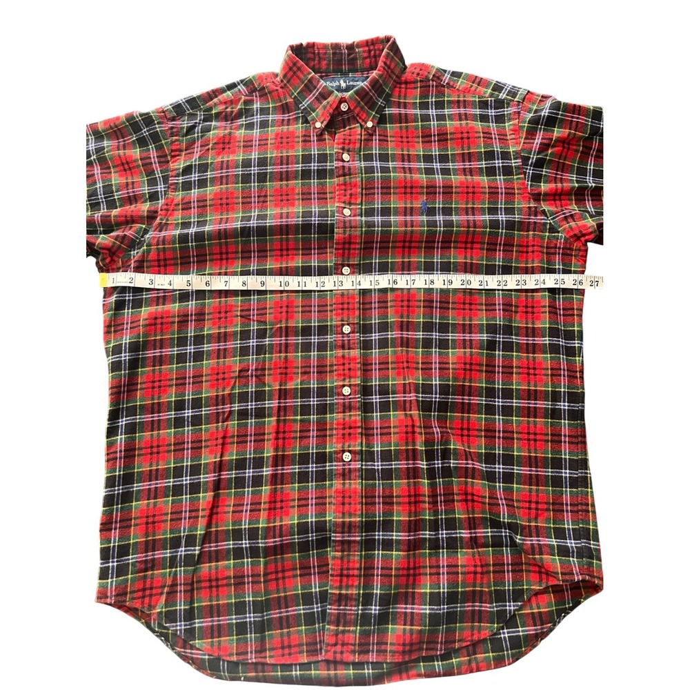 Polo Ralph Lauren Blake LS Shirt Men Large Red Plaid Tartan Flannel Cotton BD - Picture 8 of 12